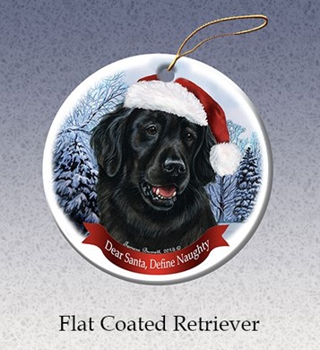Raining Cats and Dogs | Flat Coated Retriever Dear Santa Dog Christmas Ornament