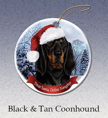Raining Cats and Dogs | Black & Tan Coonhound  Dear Santa Dog Christmas Ornament