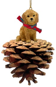 Raining Cats and Dogs | Goldendoodle Pinecone Christmas Ornament
