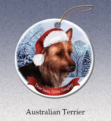 Raining Cats and Dogs | Australian Terrier Dear Santa Dog Christmas Ornament