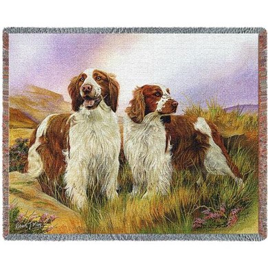 Raining Cats and Dogs | Welsh Springer Spaniel Throw Blanket, Made in the USA