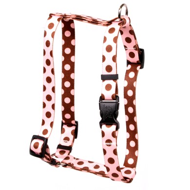 Raining Cats and Dogs | Pink and Brown Polka Harness, Made in the USA