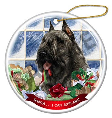 Raining Cats and Dogs | Bouvier Santa I Can Explain Dog Christmas Ornament