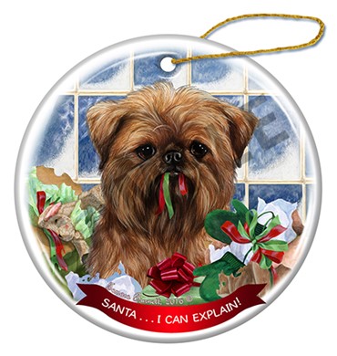 Raining Cats and Dogs | Brussels Griffon Santa I Can Explain Dog Christmas Ornament