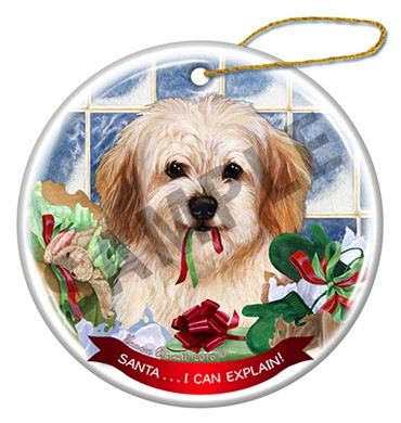 Raining Cats and Dogs | Cavachon Santa I Can Explain Dog Christmas Ornament