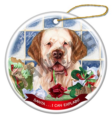 Raining Cats and Dogs | Clumber Spaniel Santa I Can Explain Dog Christmas Ornament
