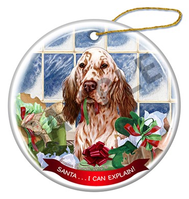 Raining Cats and Dogs | Santa I Can Explain English Setter Dog Christmas Ornament