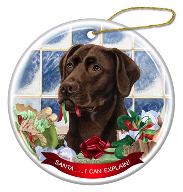Raining Cats and Dogs | Santa I Can Explain Labrador Retriever Dog Christmas Ornament - click for