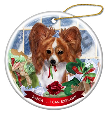 Raining Cats and Dogs | Santa I Can Explain Papillion Dog Christmas Ornament