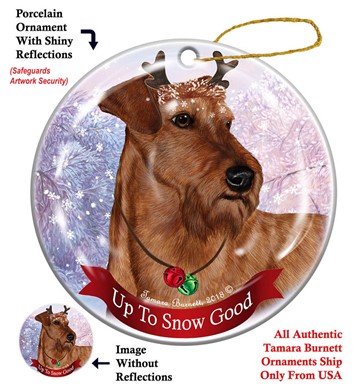 Raining Cats and Dogs | Irish Terrier Up To Snow Good Christmas Ornament