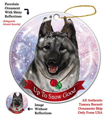 Raining Cats and Dogs |Norwegian Elkhound Up to Snow Good Christmas Ornament
