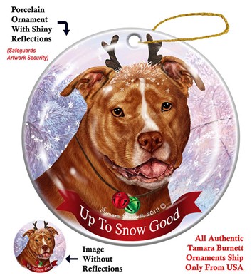 Raining Cats and Dogs | Pit Bull Uncropped Up to Snow Good Christmas Ornament