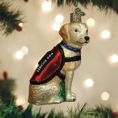 Raining Cats and Dogs | Service Dog Old World Christmas Dog Glass Ornament