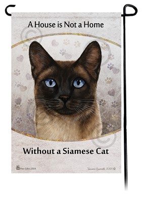 Raining Cats and Dogs | Siamese Seal Point Cat House is Not a Home Garden Flag