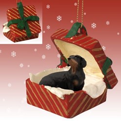 Dachshund Gift Box Christmas Ornament- click for more breed colors