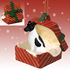 Fox Terrier Gift Box Christmas Ornament