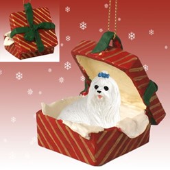 Maltese Gift Box Christmas Ornament