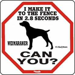 Weimaraner Make It to the Fence Sign, the Perfect Beware of Dog Sign