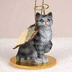 Silver Tabby Cat Angel Ornament
