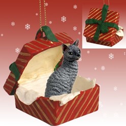 Cornish Rex Cat Gift Box Christmas Ornament