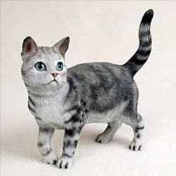 Silver Tabby Cat Standing Figurine