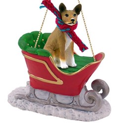 Basenji Sleigh Christmas Ornament