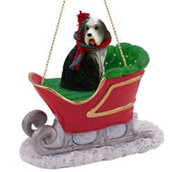 Bearded Collie Sleigh Christmas Ornament
