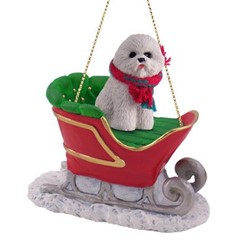 Bichon Frise Sleigh Christmas Ornament