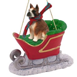 Boxer Sleigh Christmas Ornament