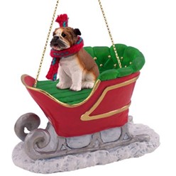 Bulldog Sleigh Christmas Ornament