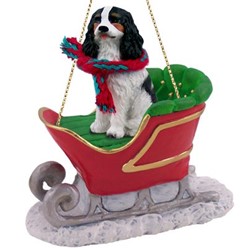Cavalier King Charles Sleigh Christmas Ornament