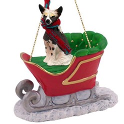 Chinese Crested Sleigh Christmas Ornament