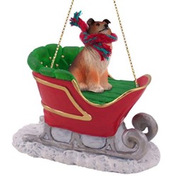 Collie Sleigh Christmas Ornament