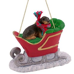 Dachshund Sleigh Christmas Ornament- click for more breed colors