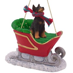 Doberman Sleigh Christmas Ornament