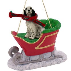 English Setter Sleigh Christmas Ornament