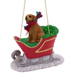 Golden Retriever Sleigh Christmas Ornaments