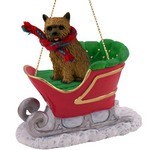 Norwich Terrier Sleigh Christmas Ornament