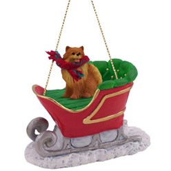 Pomeranian Sleigh Christmas Ornament
