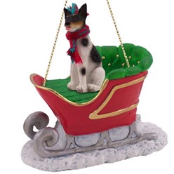 Rat Terrier Sleigh Christmas Ornament