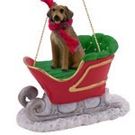 Rhodesian Ridgeback Sleigh Christmas Ornament