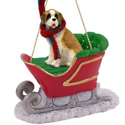 Saint Bernard Sleigh Christmas Ornament