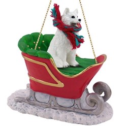 Samoyed Sleigh Christmas Ornament