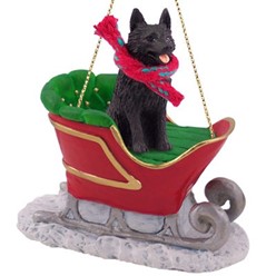 Schipperke Sleigh Christmas Ornament