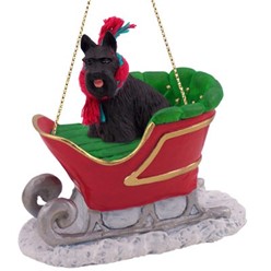 Scottish Terrier Sleigh Christmas Ornament