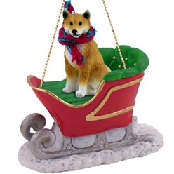 Shiba Inu Sleigh Christmas Ornament