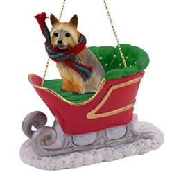 Silky Terrier Sleigh Christmas Ornament