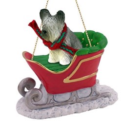 Skye Terrier Sleigh Christmas Ornament