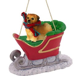 Tibetan Spaniel Sleigh Christmas Ornament