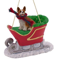 Welsh Corgi Pembroke Sleigh Christmas Ornament